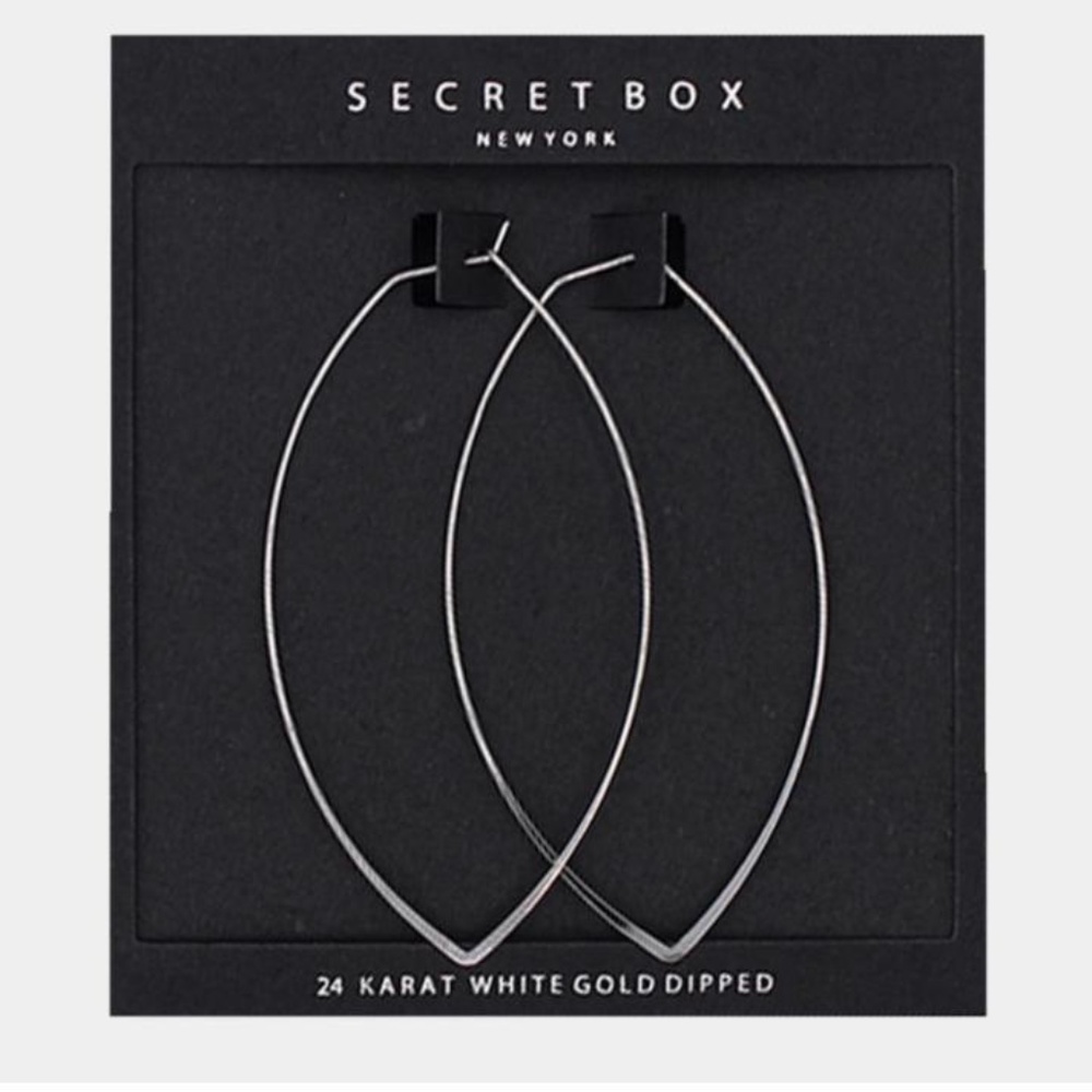 Secret Box Oval 24 Karat White Gold  Dipped Earrings 3 inches (Y)